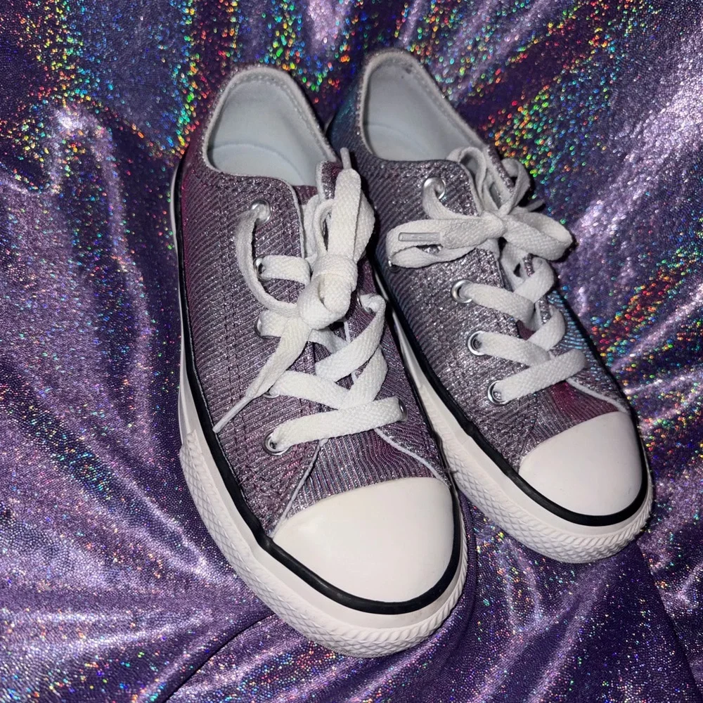 Girls Purple Glitter Converse
